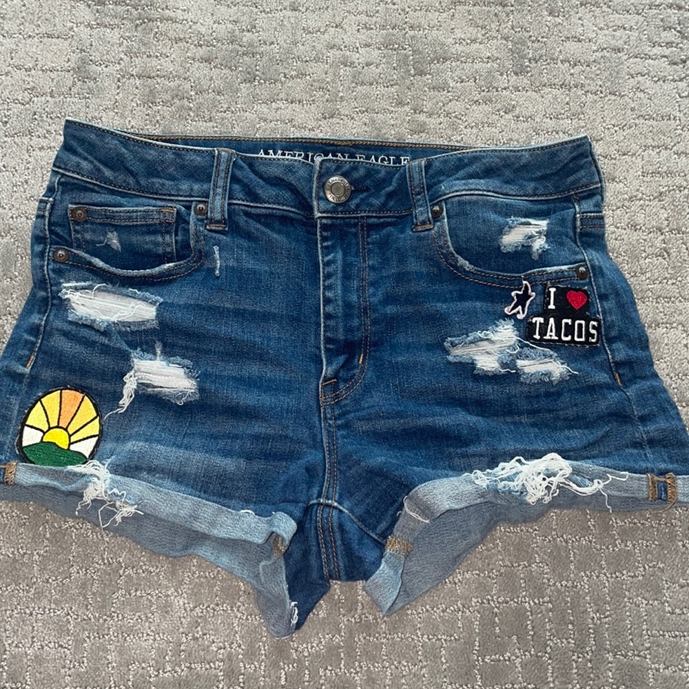 American Eagle high-rise shortie jean shorts